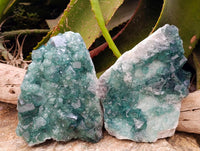 Natural Green Fluorite Cluster Specimens x 2 From Mandrosonoro, Madagascar
