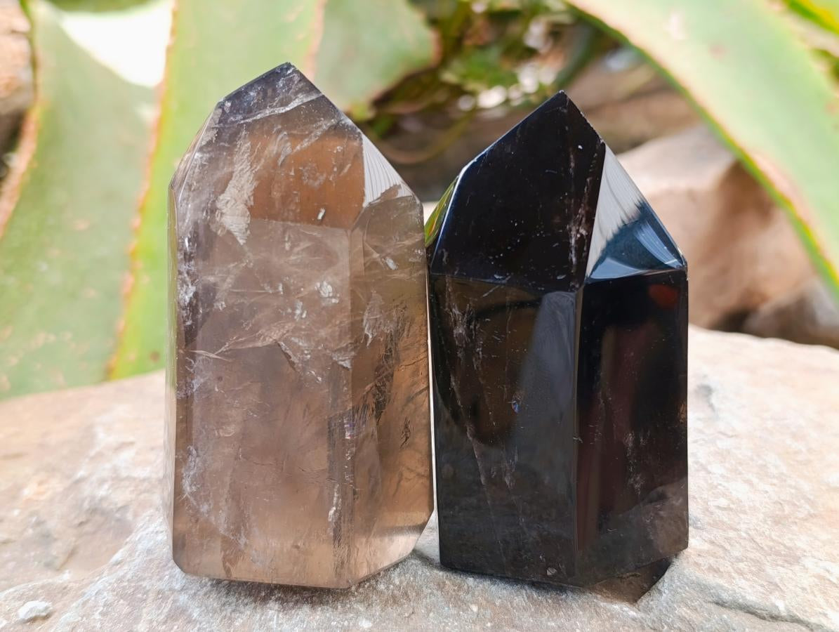 Polished Wispy Smokey Phantom Quartz Crystals x 6 From Madagascar