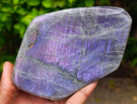 Polished Rare Purple Sunset Flash Labradorite Standing Free Form x 3 From Tulear, Madagascar