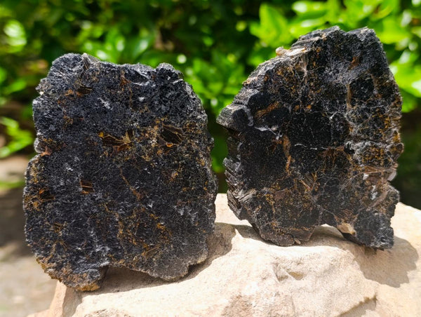 Polished Black Schorl Tourmaline Slices x 5 From Ambatondrazaka, Madagascar