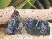 Polished On One Side Labradorite x 24 From Tulear, Madagascar