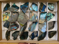 Polished On One Side Labradorite x 24 From Tulear, Madagascar