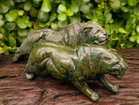 Hand Made Verdite Lioness Carvings x 2 From Zimbabwe