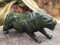Hand Made Verdite Lioness Carvings x 2 From Zimbabwe