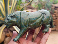 Hand Made Verdite Lioness Carvings x 2 From Zimbabwe