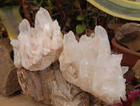 Natural Clear Quartz Crystal Clusters x 2 From Madagascar