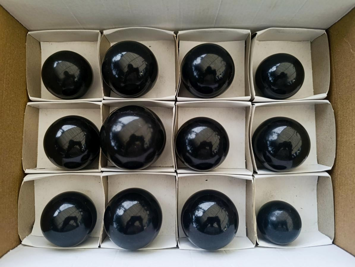 Polished Black Basalt Spheres x 12 From Madagascar