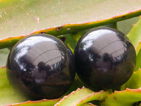 Polished Black Basalt Spheres x 12 From Madagascar