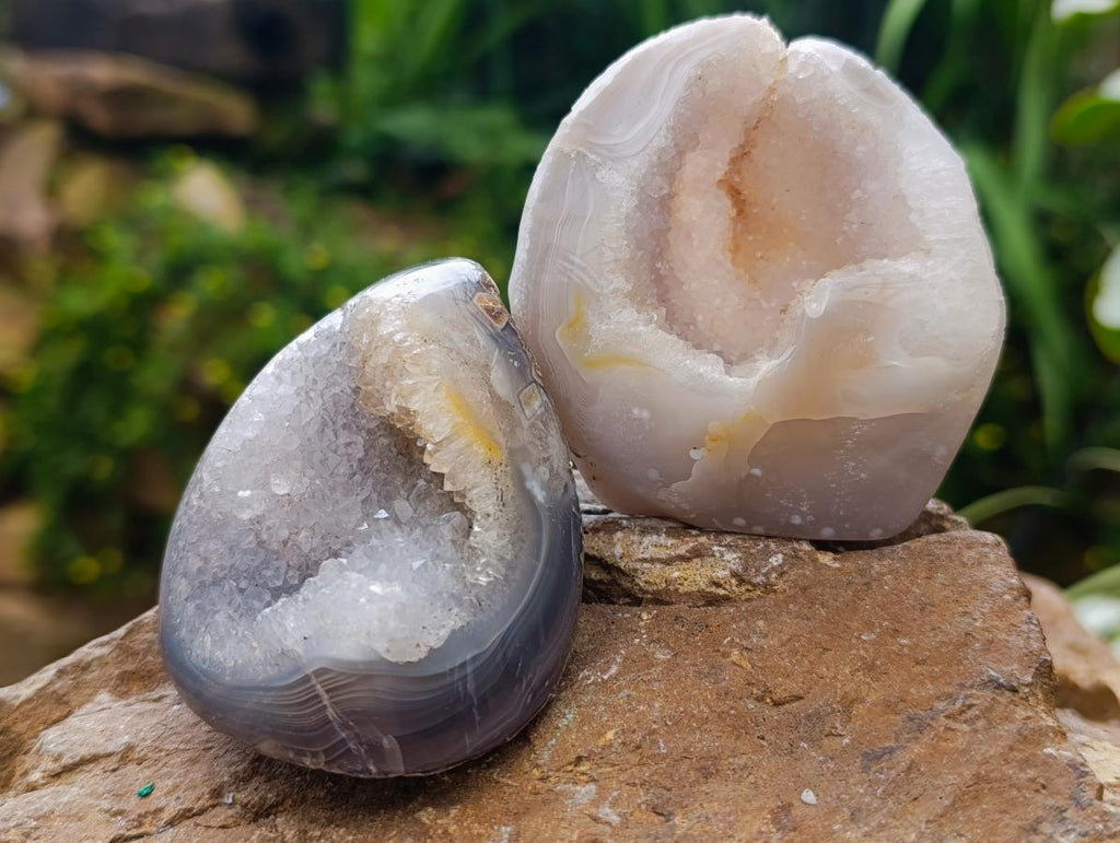 Polished Mini Agate Geodes x 12 From Maintirano, Madagascar