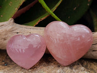 Polished Gemmy Rose Quartz Hearts x 6 From Madagascar