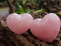 Polished Gemmy Rose Quartz Hearts x 6 From Madagascar
