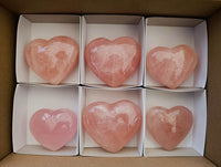 Polished Gemmy Rose Quartz Hearts x 6 From Madagascar