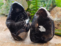 Polished Septerye Sauvage "Dragons Egg" Standing Free Forms x 2 From Mahajanga, Madagascar