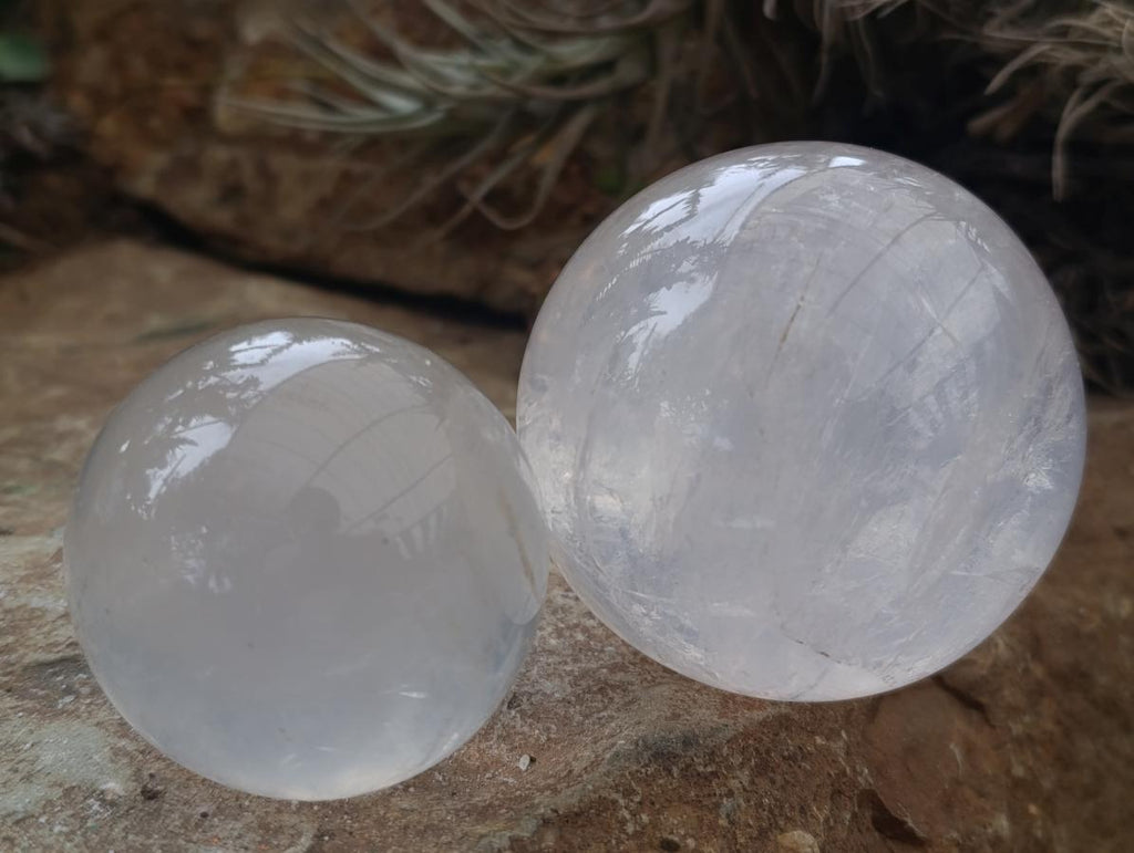 Polished Girasol Pearl Quartz Crystal Spheres x 5 From Ambatondrazaka, Madagascar