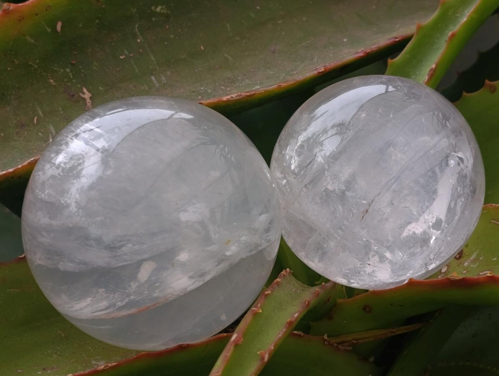 Polished Girasol Pearl Quartz Crystal Spheres x 5 From Ambatondrazaka, Madagascar