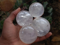 Polished Girasol Pearl Quartz Crystal Spheres x 5 From Ambatondrazaka, Madagascar