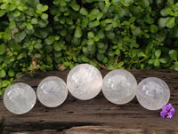 Polished Girasol Pearl Quartz Crystal Spheres x 5 From Ambatondrazaka, Madagascar