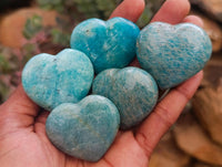 Polished Amazonite Hearts x 20 From Madagascar