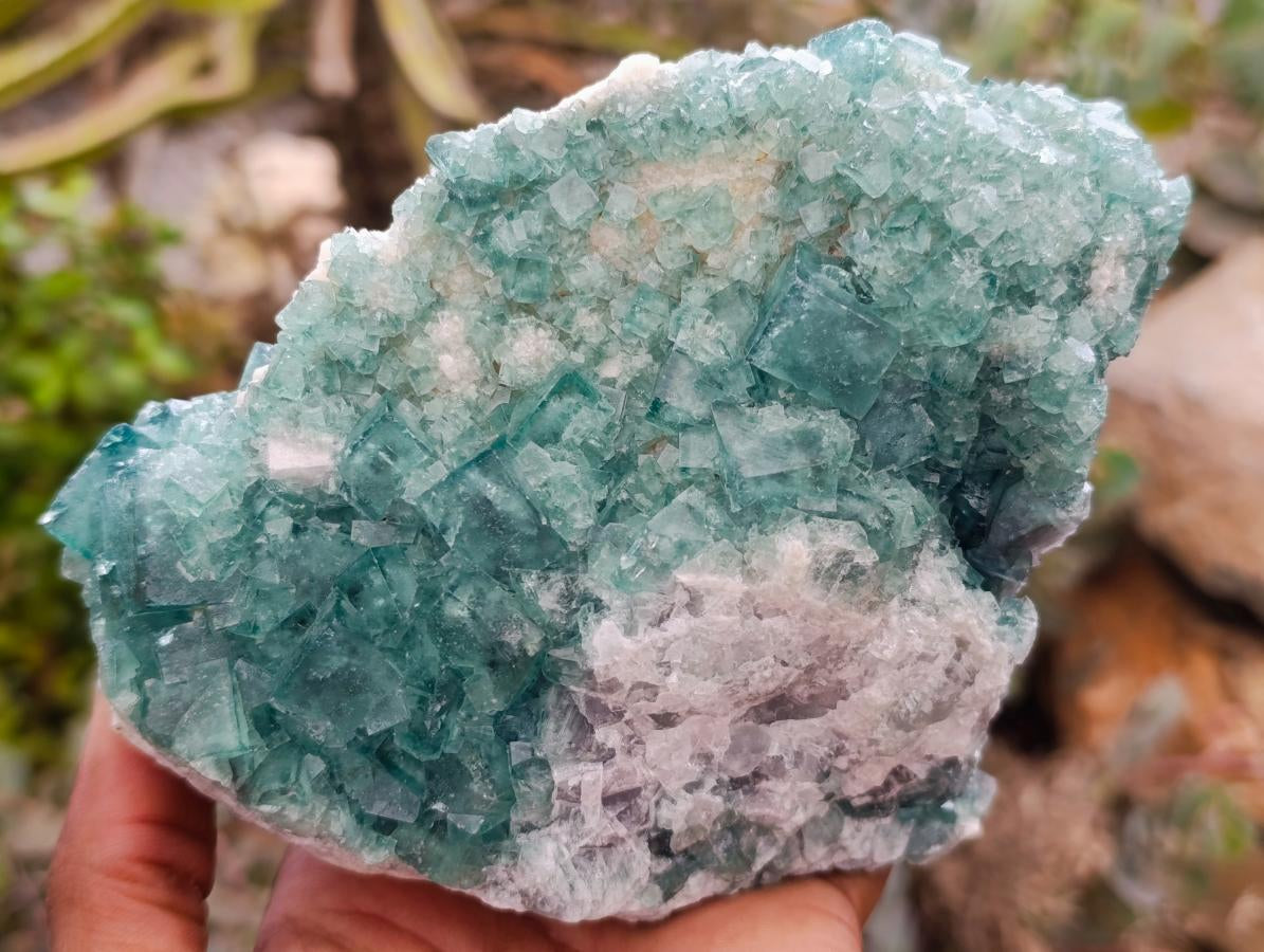 Natural Green Fluorite Cluster Specimens x 2 From Mandrosonoro, Madagascar