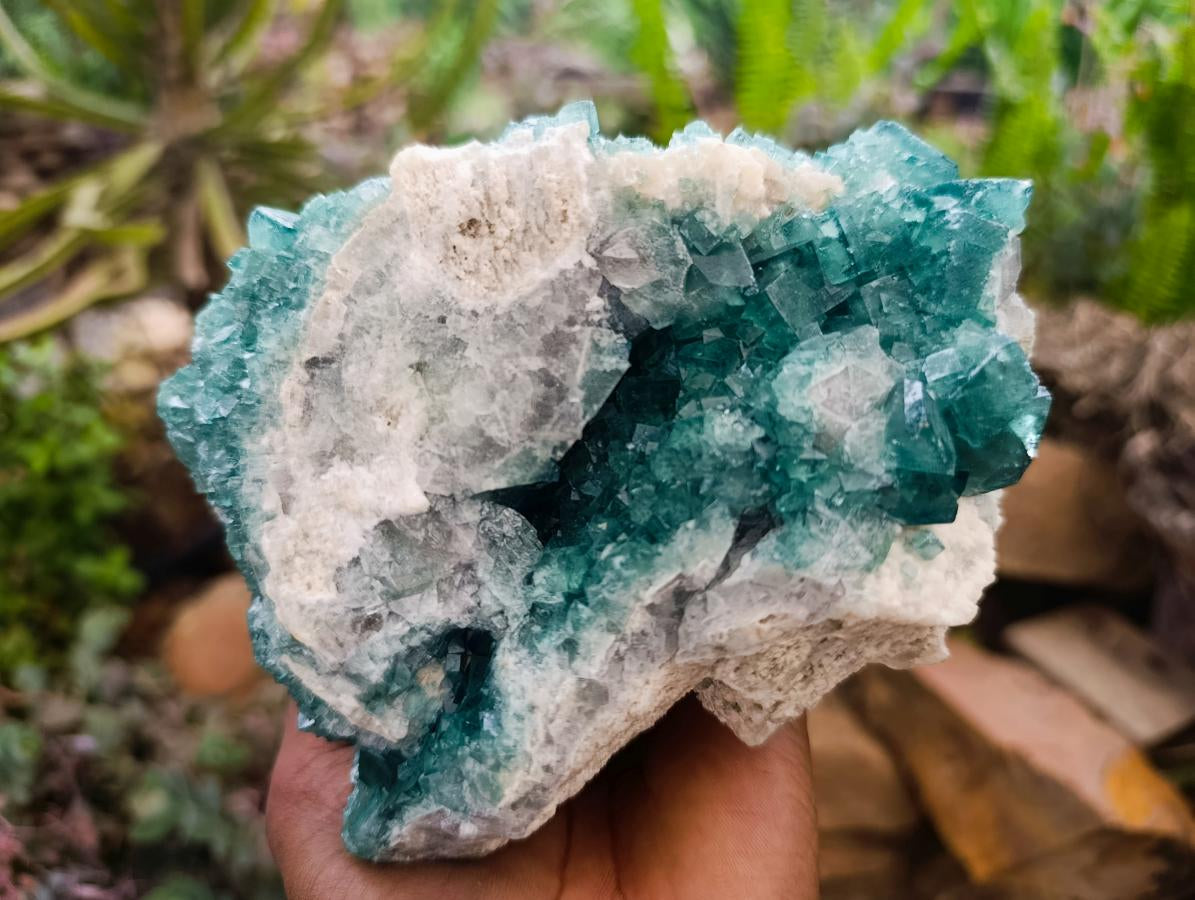 Natural Green Fluorite Cluster Specimens x 2 From Mandrosonoro, Madagascar