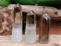 Polished Wispy Smokey Window Quartz Crystals x 12 From Madagascar