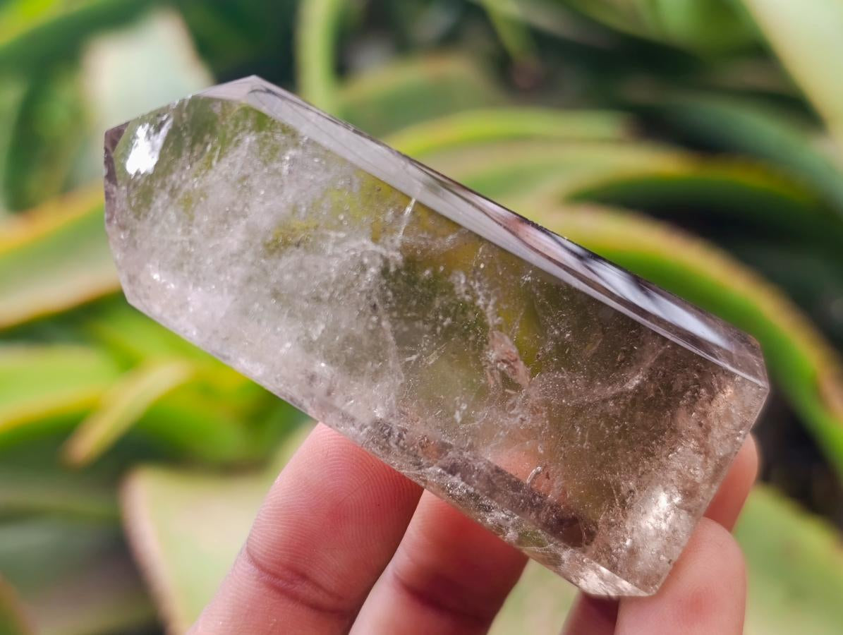 Polished Wispy Smokey Window Quartz Crystals x 12 From Madagascar