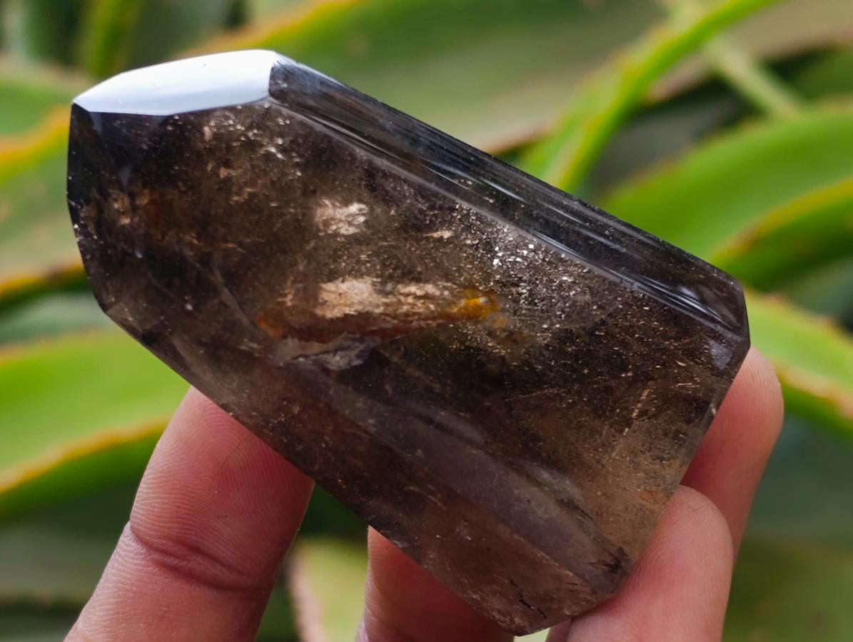 Polished Wispy Smokey Window Quartz Crystals x 12 From Madagascar