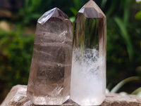 Polished Wispy Smokey Window Quartz Crystals x 12 From Madagascar