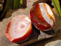 Polished Carnelian Agate Gemstone Bowls x 2 From Madagascar