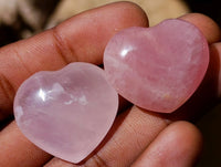 Polished Gemmy Rose Quartz Hearts x 35 From Madagascar