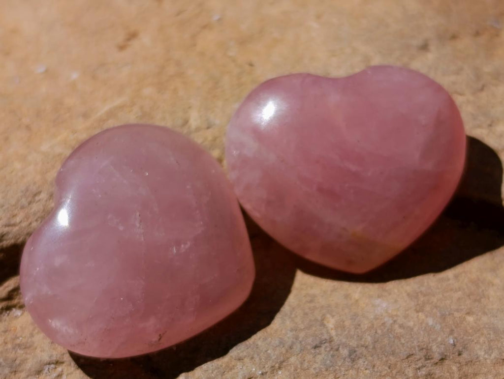 Polished Gemmy Rose Quartz Hearts x 35 From Madagascar