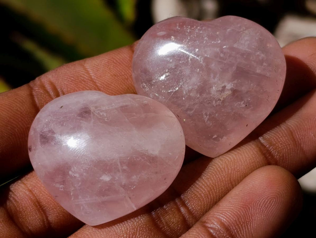 Polished Gemmy Rose Quartz Hearts x 35 From Madagascar