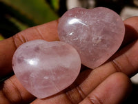 Polished Gemmy Rose Quartz Hearts x 35 From Madagascar