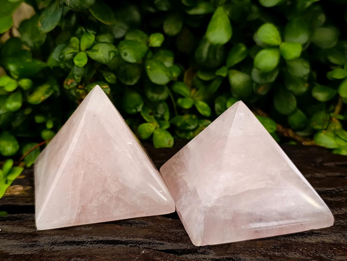 Polished Rose Quartz Pyramids x 4 From Madagascar