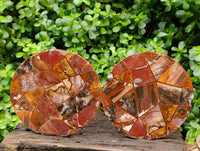 Hand Made Red Podocarpus Petrified Wood Conglomerate Plaques x 4 From Mahajanga, Madagascar
