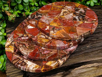 Hand Made Red Podocarpus Petrified Wood Conglomerate Plaques x 4 From Mahajanga, Madagascar