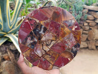 Hand Made Red Podocarpus Petrified Wood Conglomerate Plaques x 4 From Mahajanga, Madagascar