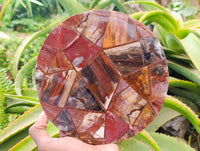 Hand Made Red Podocarpus Petrified Wood Conglomerate Plaques x 4 From Mahajanga, Madagascar