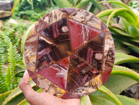 Hand Made Red Podocarpus Petrified Wood Conglomerate Plaques x 4 From Mahajanga, Madagascar