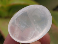 Polished Girasol Pearl Quartz Palm Stones x 35 From Ambatondrazaka, Madagascar