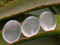Polished Girasol Pearl Quartz Palm Stones x 35 From Ambatondrazaka, Madagascar