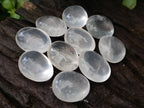 Polished Girasol Pearl Quartz Palm Stones x 35 From Ambatondrazaka, Madagascar