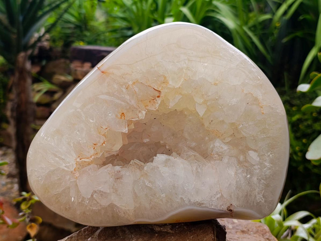 Polished Large White Agate Geode with Crystalline Centre x 1 From Maintirano, Madagascar