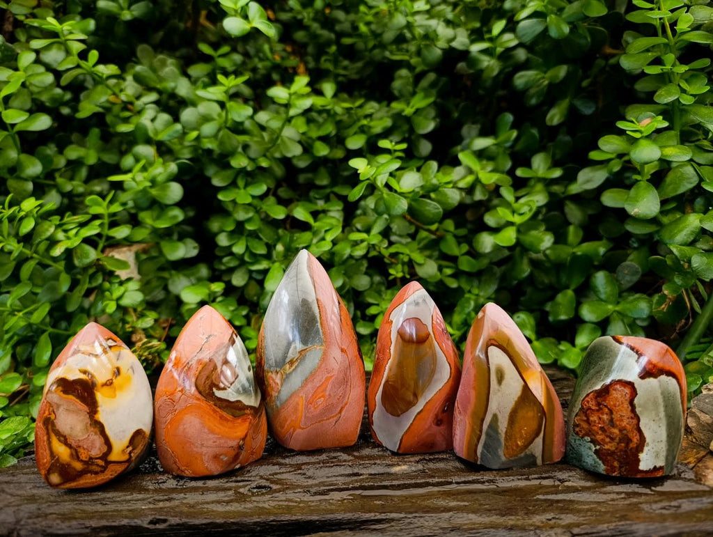 Polished Polychrome Jasper Flames x 6 From NW Coast, Madagascar
