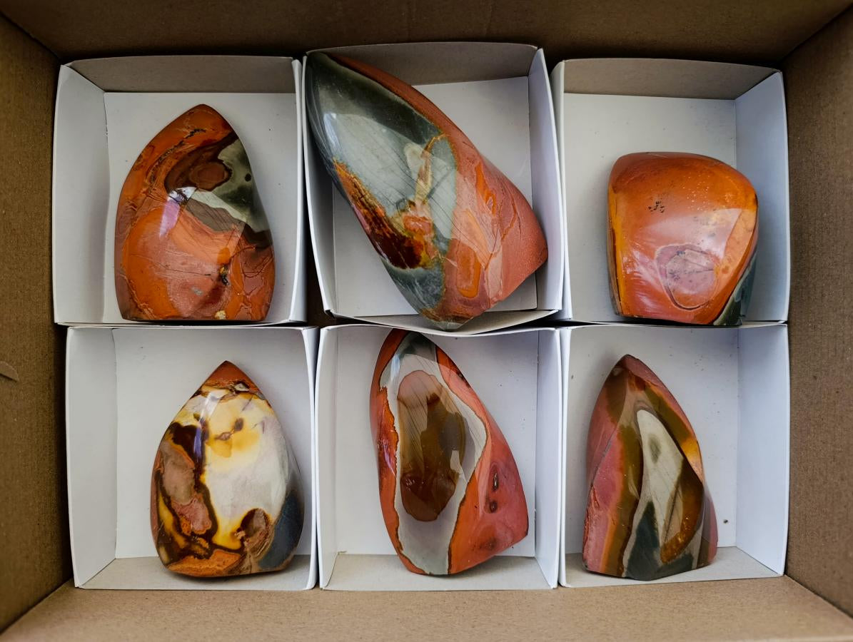 Polished Polychrome Jasper Flames x 6 From NW Coast, Madagascar