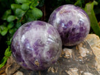 Polished Purple Chevron Amethyst Spheres x 2 From Madagascar