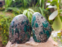 Polished Emerald Mica 'Mutokolite' Standing Free Forms x 4 From Mutoko, Zimbabwe