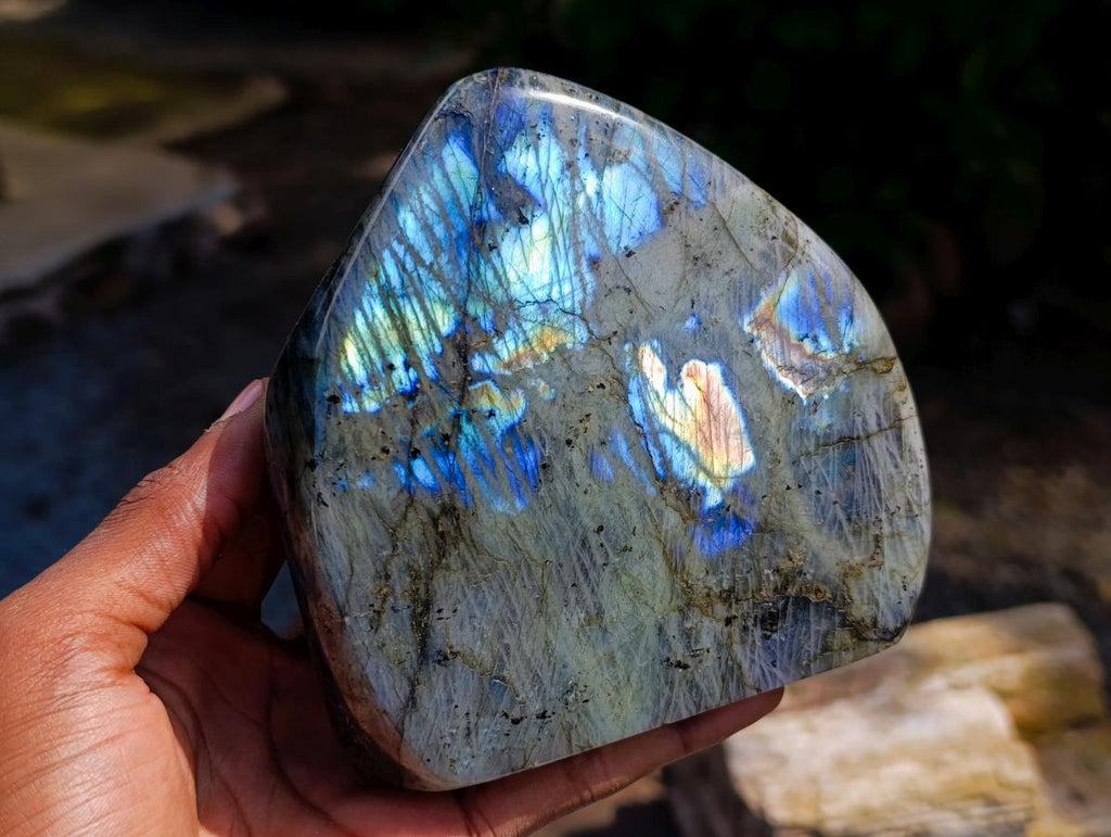 Polished Labradorite Standing Free Forms x 2 From Tulear, Madagascar