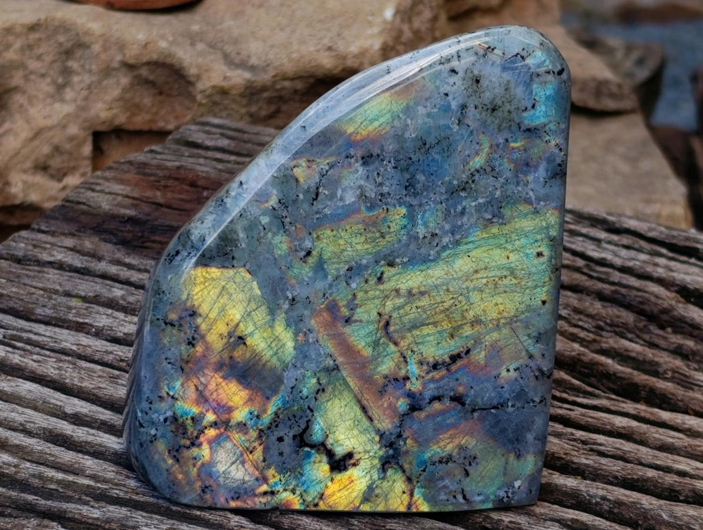 Polished Labradorite Standing Free Forms x 2 From Tulear, Madagascar