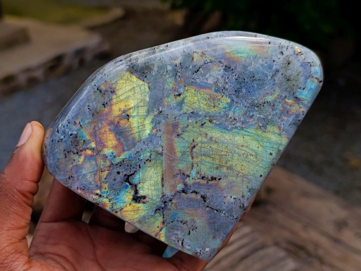 Polished Labradorite Standing Free Forms x 2 From Tulear, Madagascar